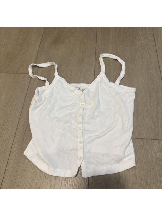 Tops - White button up tank top #summer #croptop